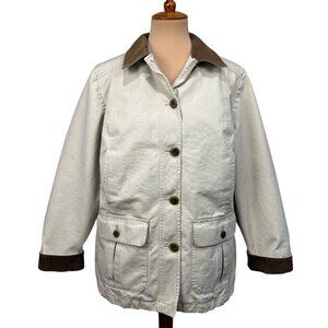 VTG LL Bean Canvas Chore Coat Womens Small Petite Corduroy Field Barn Utility Pl